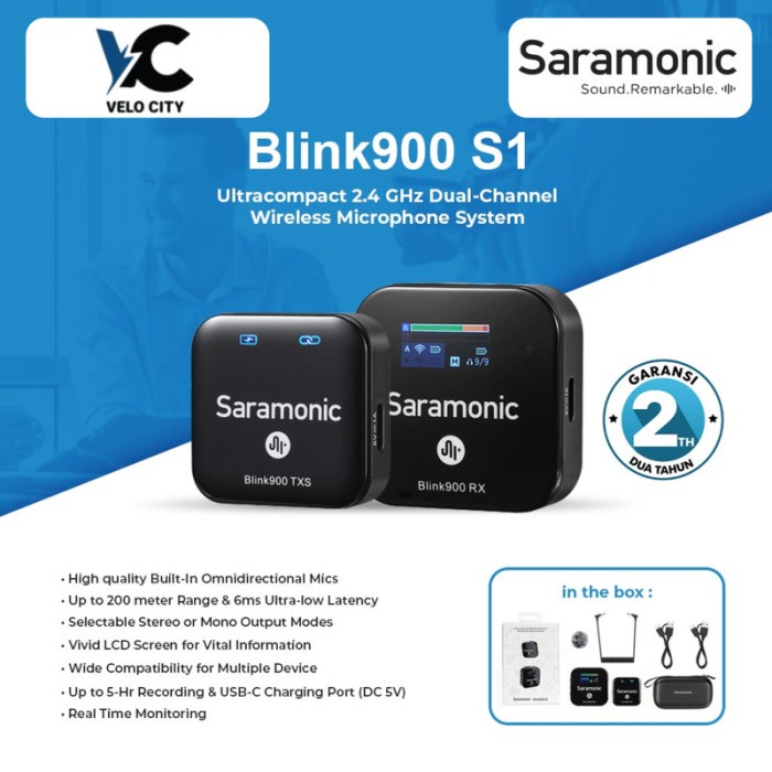 Saramonic Blink 900 S1 2.4GHz Ultracompact Dual Wireless Microphone