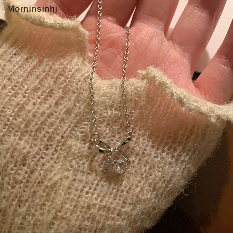 Mornin Gaya Korea Ikatan Simpul Kalung Musim Semi Musim Panas Kristal Zirkon Liontin Choker Vintage Rantai Klavikula Untuk Wanita Perhiasan Hadiah id