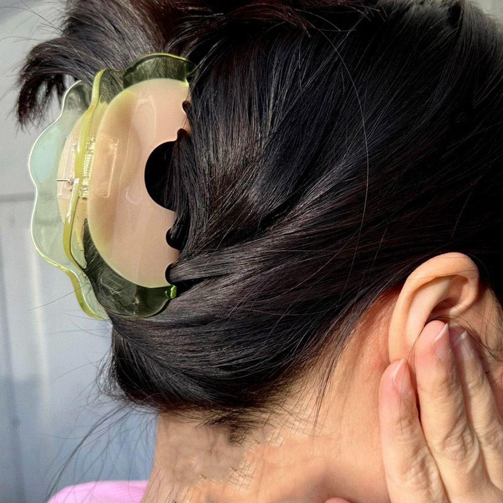 AUGUSTINA Half-moon Acetate Hair Claw Elegan Hiasan Kepala Ins Wanita Jepit Rambut Patchwork Half-Moon Buah Naga Gaya Korea Pitaya Hami Melon Hair Clip