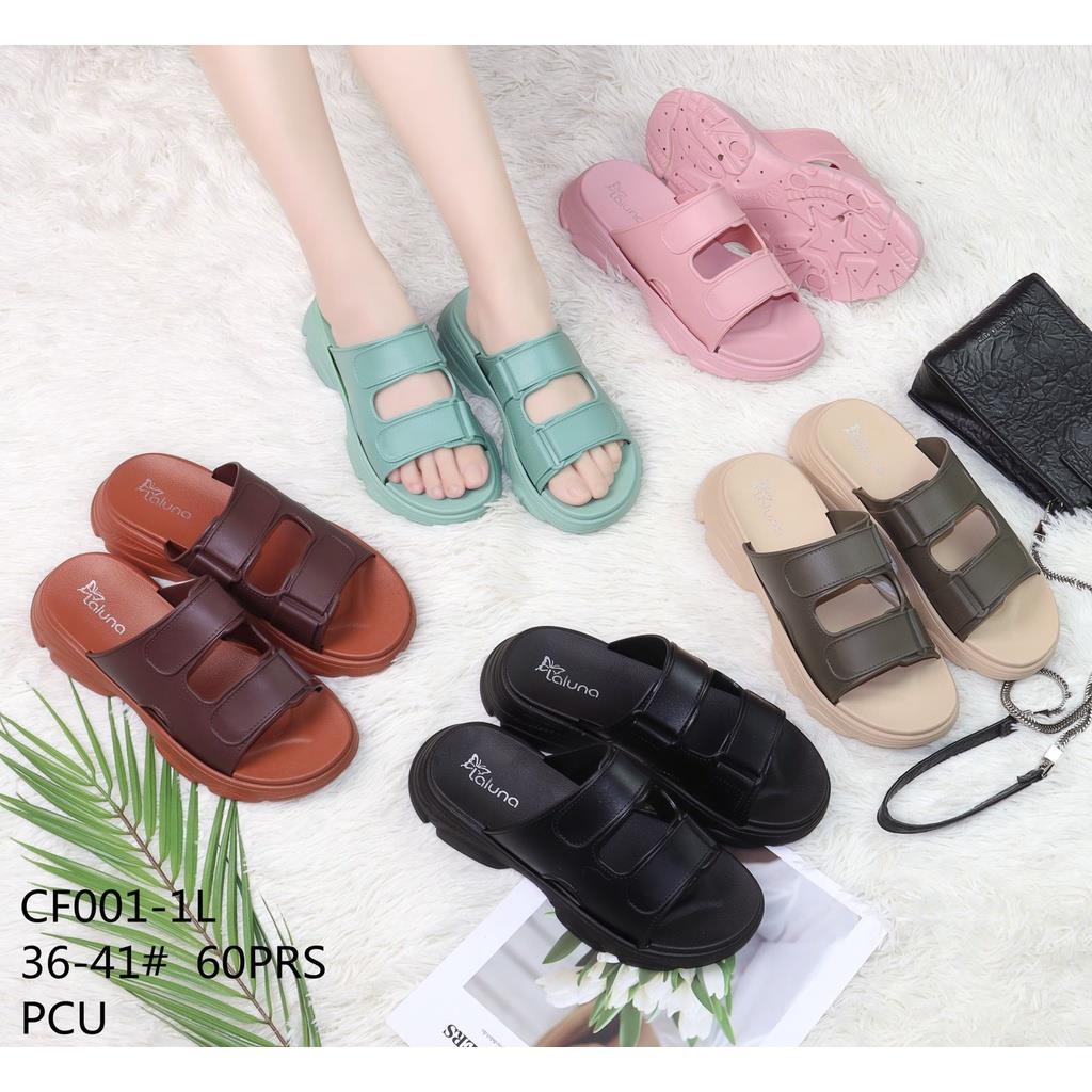 Sandal FUJI Platfom Wanita Ban 2 Polos Tebal Import LLS CF001-1L 36-41