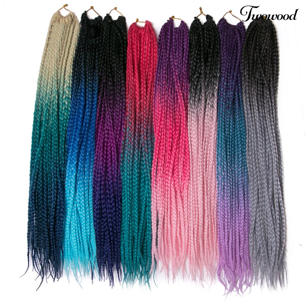 Twowood 60cm Hair Extension Rambut Palsu Blok Warna Kepang Untuk Club