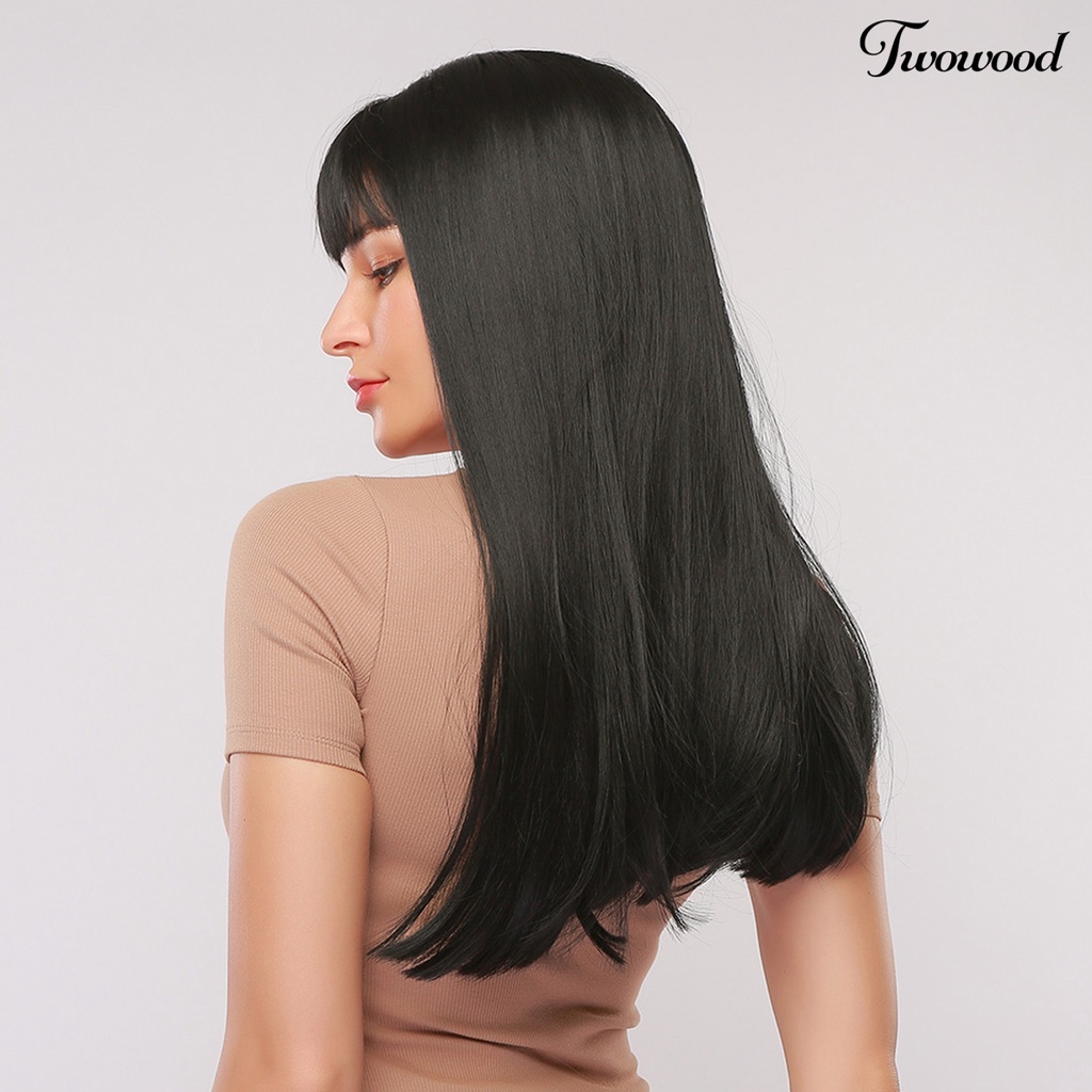 Twowood Wanita 28inch Rambut Sintetis Extension Tahan Panas Hairpiece Lurus Panjang