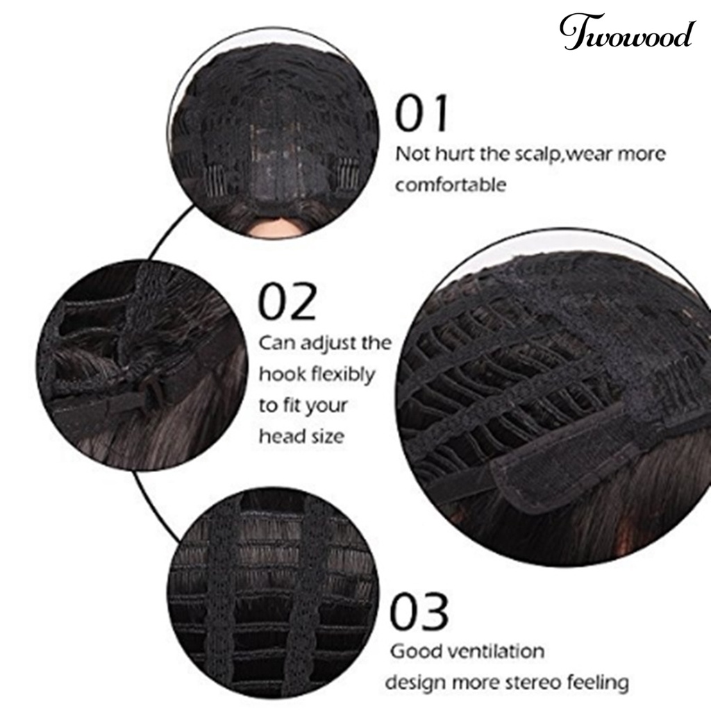 Twowood Wanita Panjang Keriting Wig Gradien Coklat Bergelombang Tahan Panas Sopak Pesta Cosplay