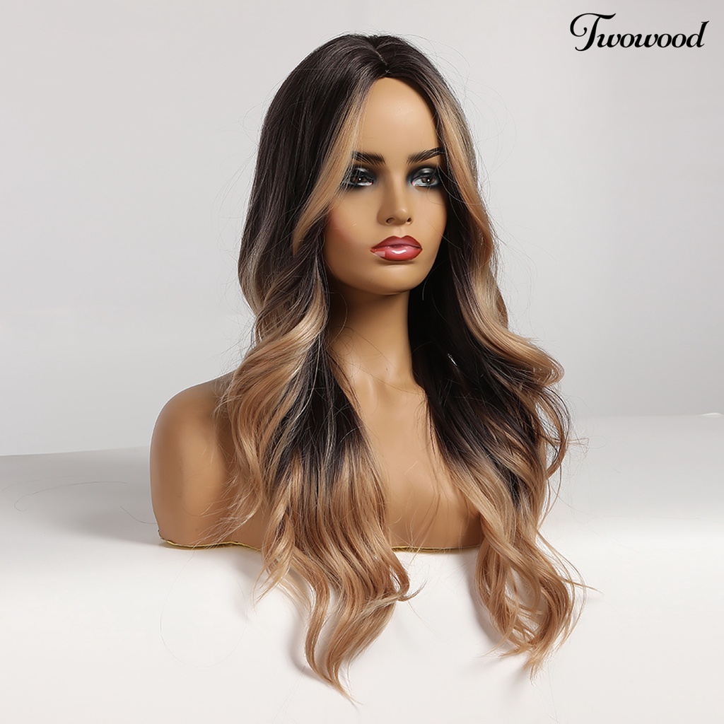 Twowood Wig Tahan Panas Perlengkapan Cosplay Wig Rambut Warna Coklat Serat Suhu Tinggi Untuk Wanita