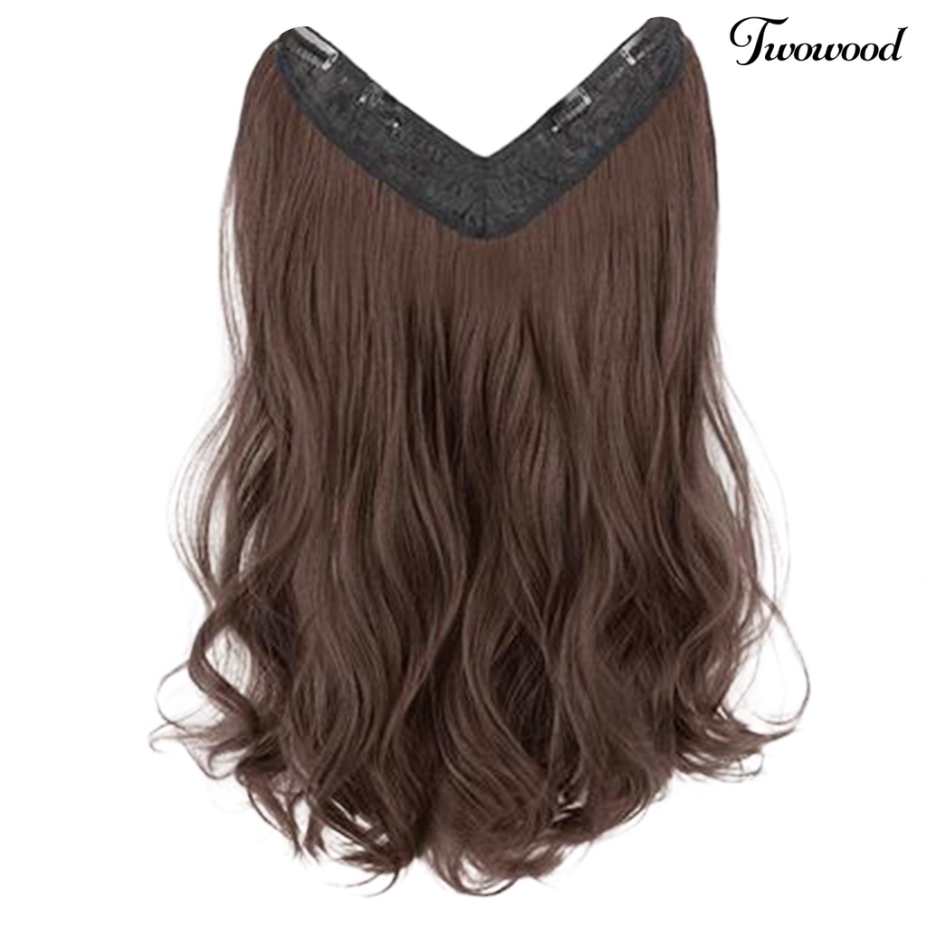 Twowood Wig Piece No Perm Fluffy Mensimulasikan U-Shaped Menebal Rambut Mulus Satu Potong Panjang Keriting Sebagian Mewarnai Wanita Wig Wanita Digunakan