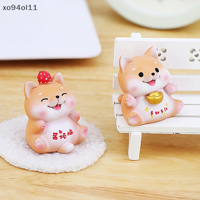 Xo Resin Lucky Dog Miniatur Patung Peri Ornamen Taman Hadiah Interior Mobil Kue Aksesoris Dekorasi Rumah OL