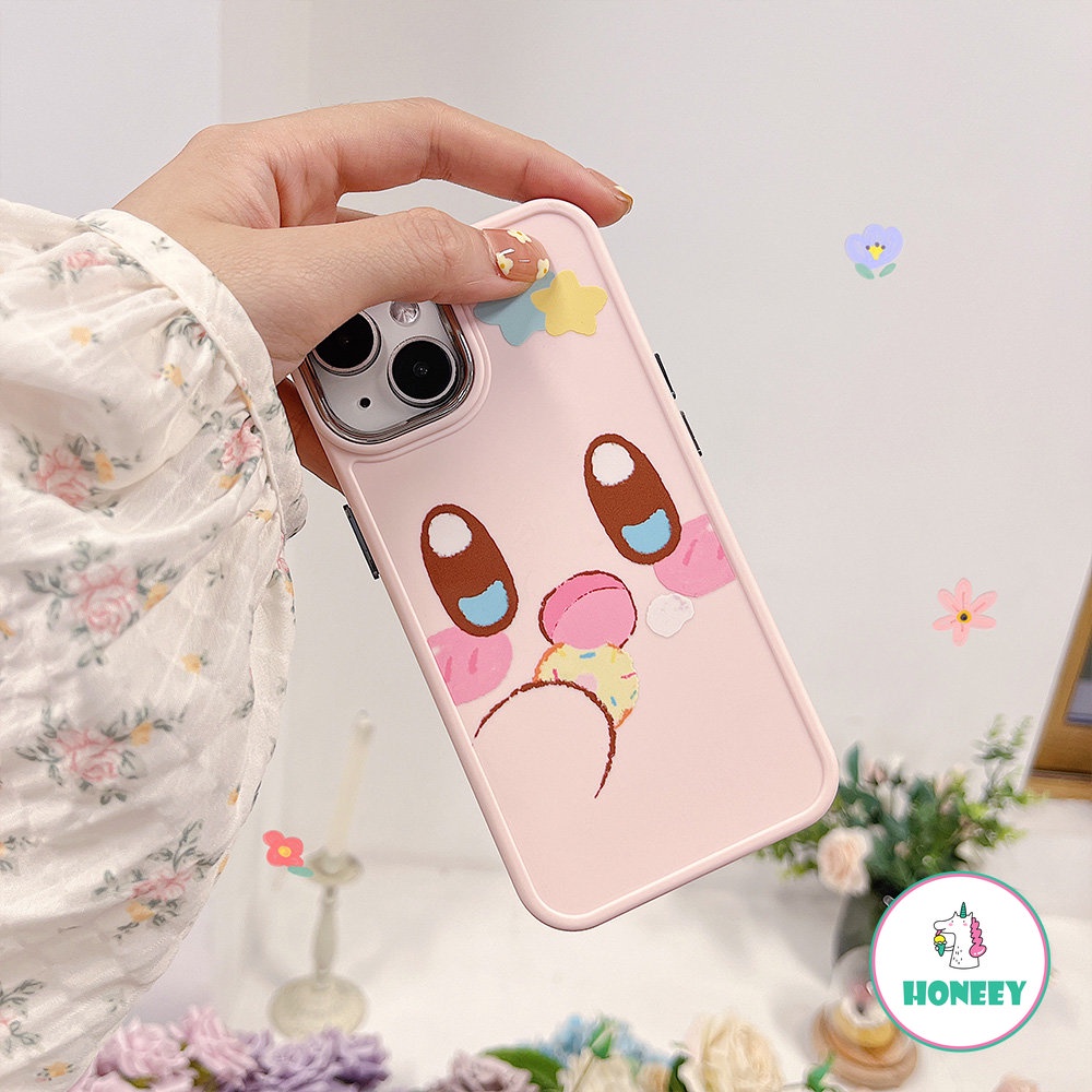 Sweet Pink Cute Donut Emoji Phone Case Untuk iPhone 14pro13 12/12 Pro 11 Pro Max Perlindungan Kamera Shockproof Bumper Soft Cover