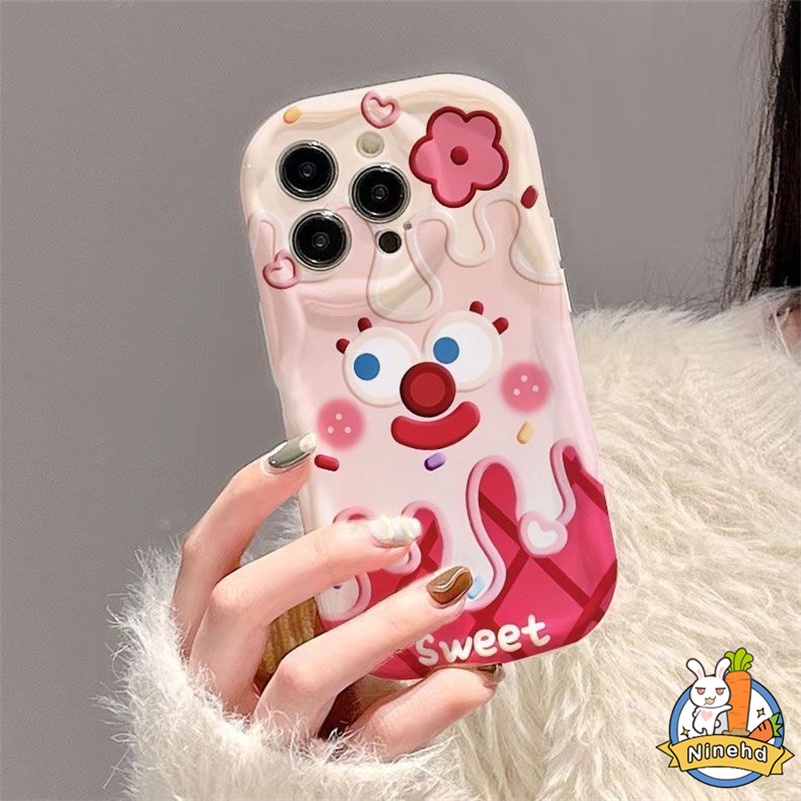 IPHONE Casing Kompatibel Untuk Iphone14 13 12 11 Pro Max X Xr Xs Max8 7 6 6s Plus Se2020 Ice Cream Lucu Imut Wajah Tersenyum Casing Ponsel Melengkung Silikon Shockproof Soft Case Pelindung