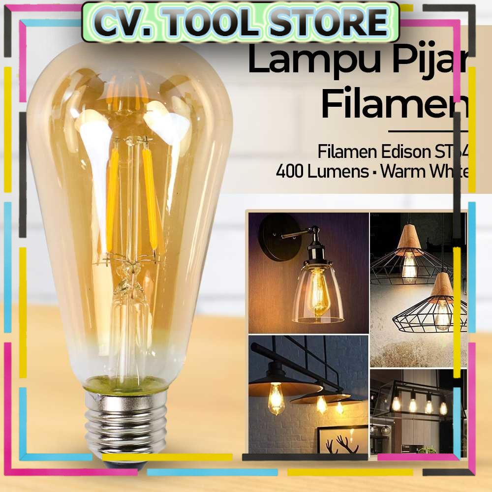 TOOL STORE - GUANGWEISHI Lampu Bohlam Pijar Filamen Edison E27 Dimmable 220V 4W - ST64