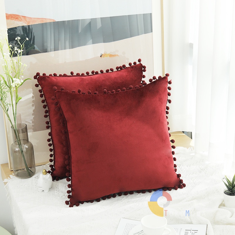 TOKOMUDA Sarung Bantal polos mewah 45x45 beludru