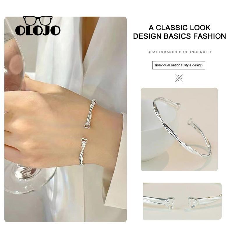 [Olojogrosirmobius Gelang Wanita Sterling Silver Desain Musim Panas Bermutu Tinggi Double-layer Love Bracelet