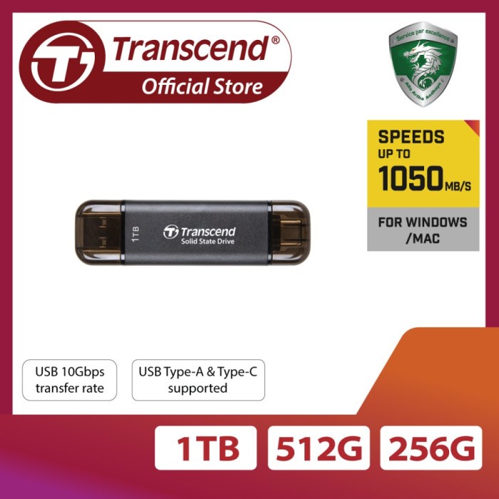 SSD Transcend ESD310C 256GB 512GB 1TB - SSD Eksternal Portable