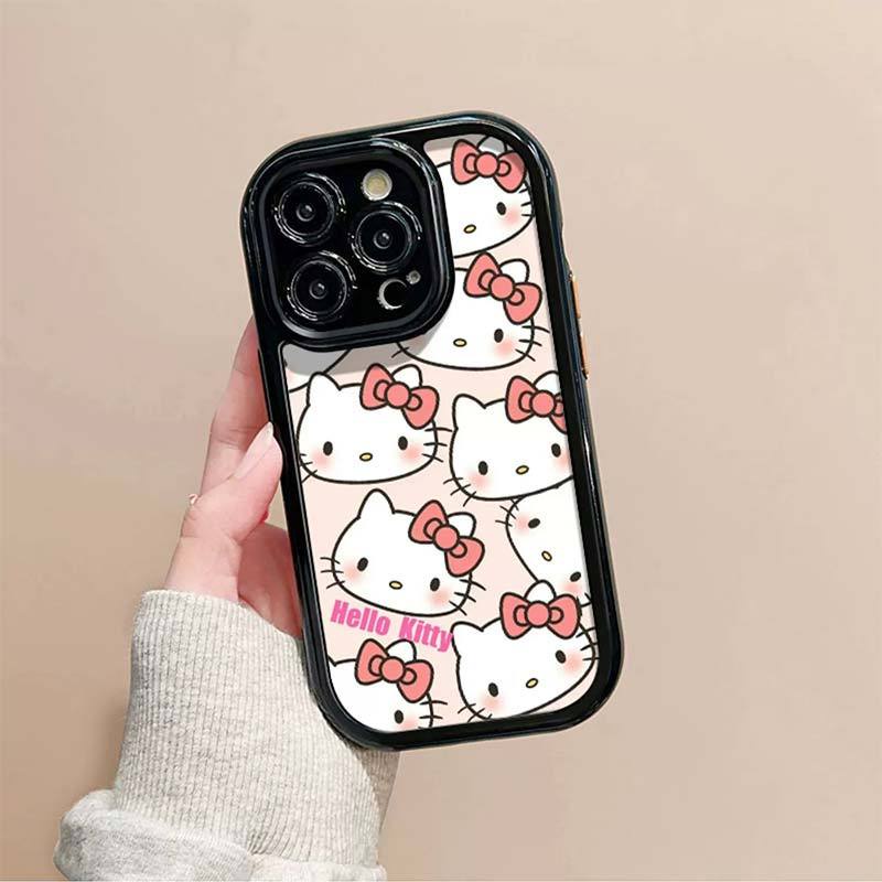 IPHONE Casing Ponsel Desain Wajah Cerah Gaya Krim Kucing Tersenyum Layar Penuh Kompatibel Dengan Iphone12 13 14 11 Pro Max X Xs Max Xr Rtfg