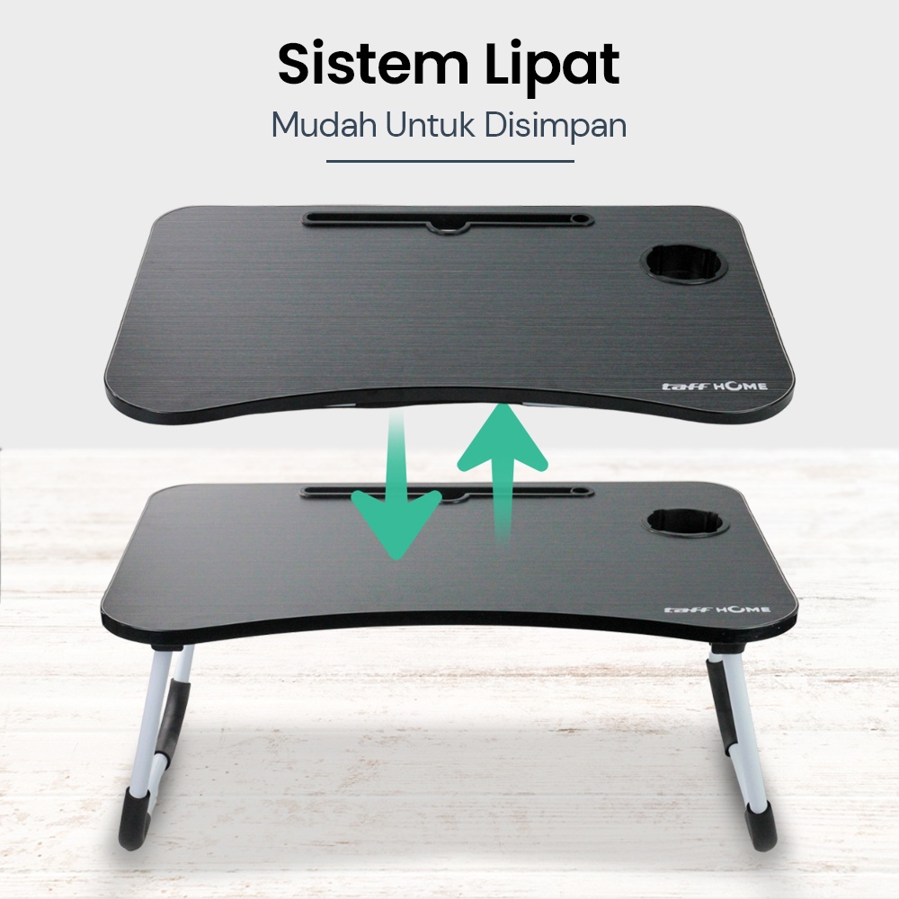 TaffHOME Meja Belajar Laptop Lipat Portable Desk with Bottle Hole - L62