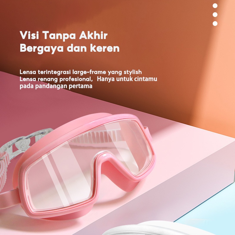 Kacamata Renang Dewasa Frame Besar HD Electroplated Waterproof Anti Fog Goggles Wanita Pria