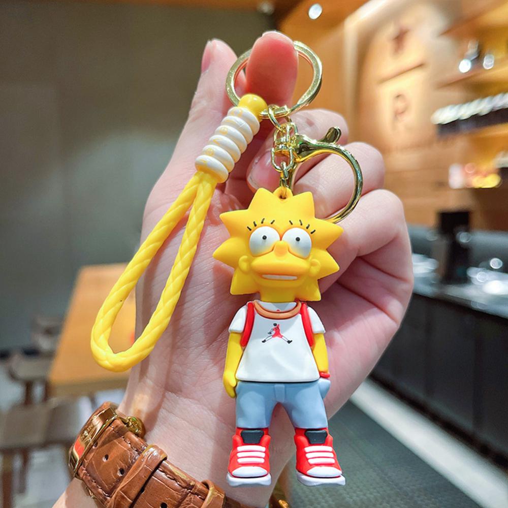 Timekey Kartun Anggota Keluarga Gantungan Kunci Wanita Pria Kreatif Anime Figurine Keyrings Untuk Pasangan Handbag Charms O7T2