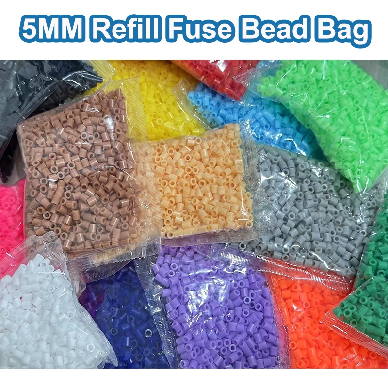 5mm Manik Sekering 1000 Buah Paket Isi Ulang DIY Perler Mainan Manik-manik Besar