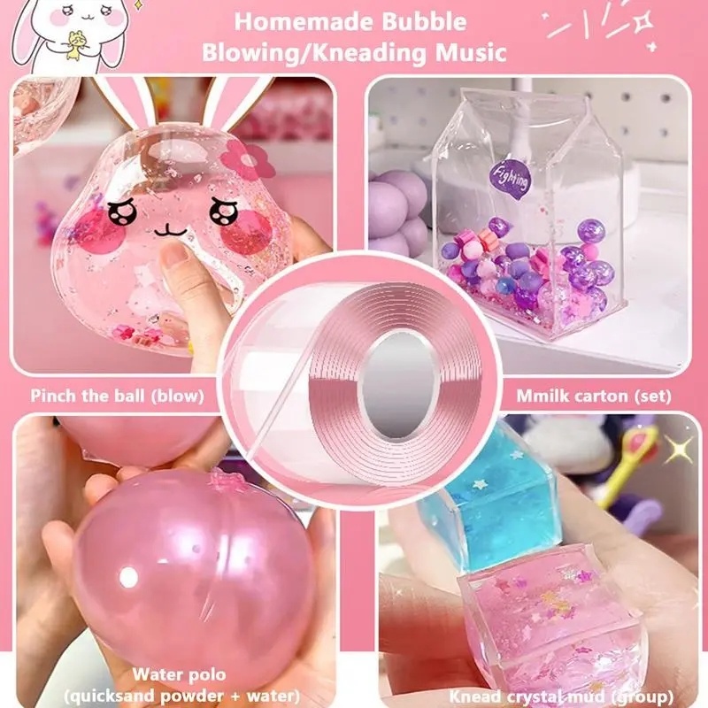 Diy Kreatif Buatan Sendiri Meniup Gelembung Mainan Nano PU Gel Tape/ Fun Handmade Craft Balloon Props/ Mainan Dekompresi Membuat Set Anak