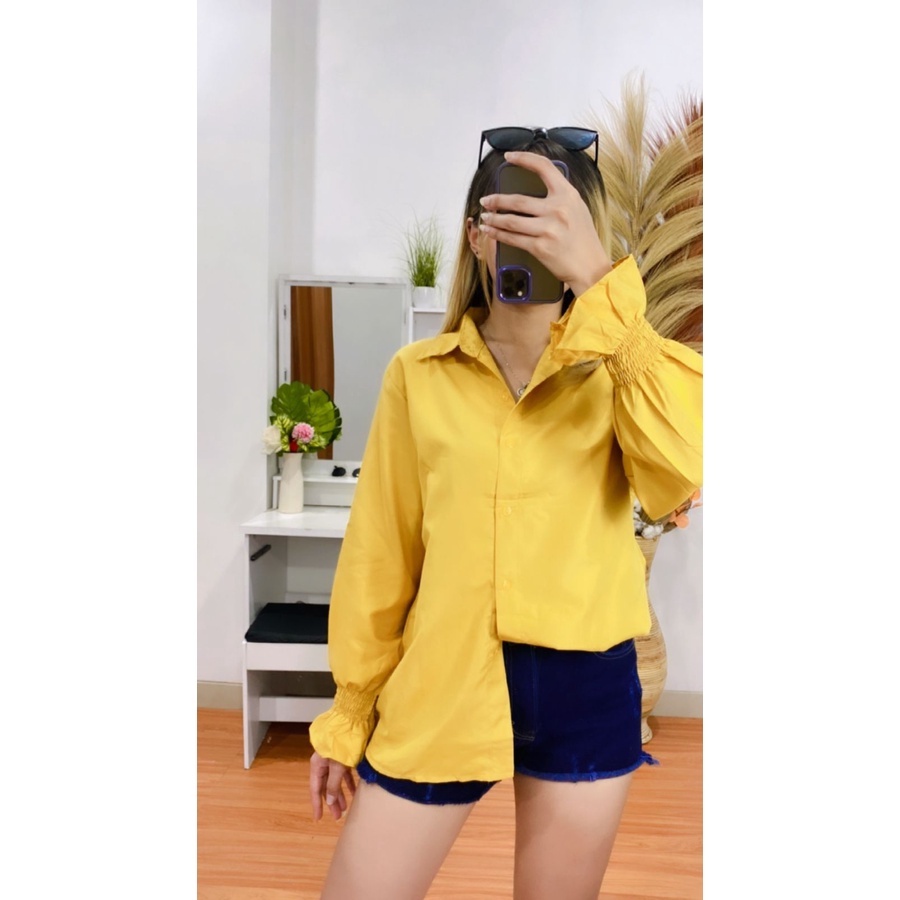 BEFAST - ZRX OOTD WANITA BLOUSE VIA / YOERI BLOUSE / Atasan Wanita Lengan Panjang / Blouse Polos Formal / Pakaian Casual Wanita Kerja / Outfit Daily Wanita Kerja / Blouse Terlaris / Fashion kekinian Remaja ABG Trendy