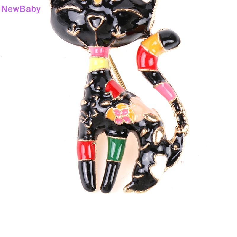 Newbaby Lucu Enamel Cat Kucing Bros Unisex Wanita Pria Brooch Pin Perhiasan Desain Hewan ID