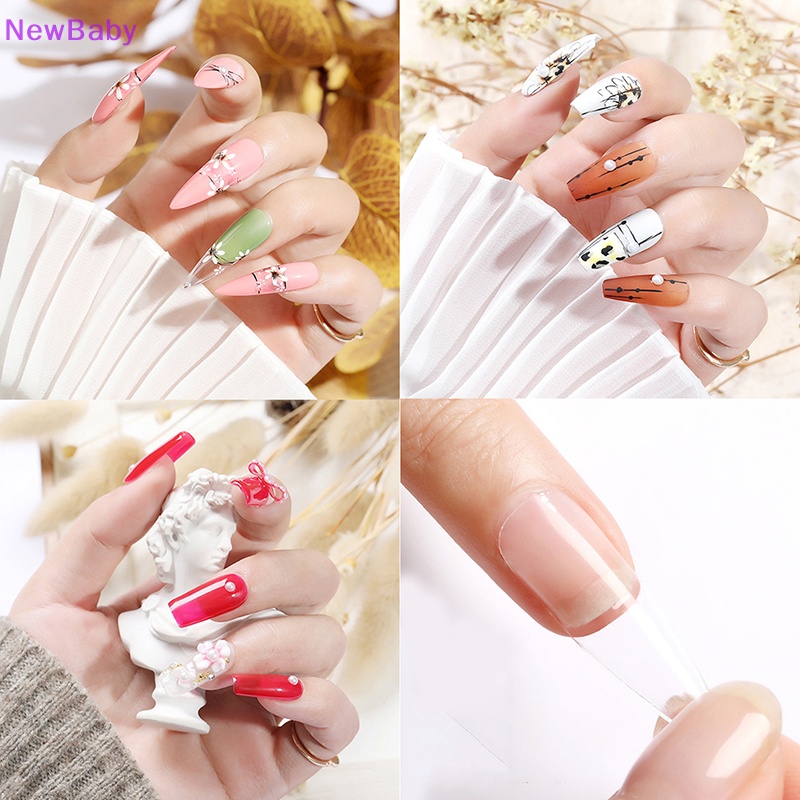 Newbaby 1kotak Keranda Transparan Kuku Palsu Bening Balet Keranda Almond Fake Nails Tips ID