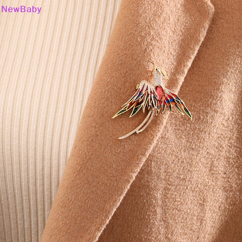 Newbaby Kristal Enamel Phoenix Burung Bros Hewan Pin Untuk Wanita Pria Brooch Pin Hadiah ID