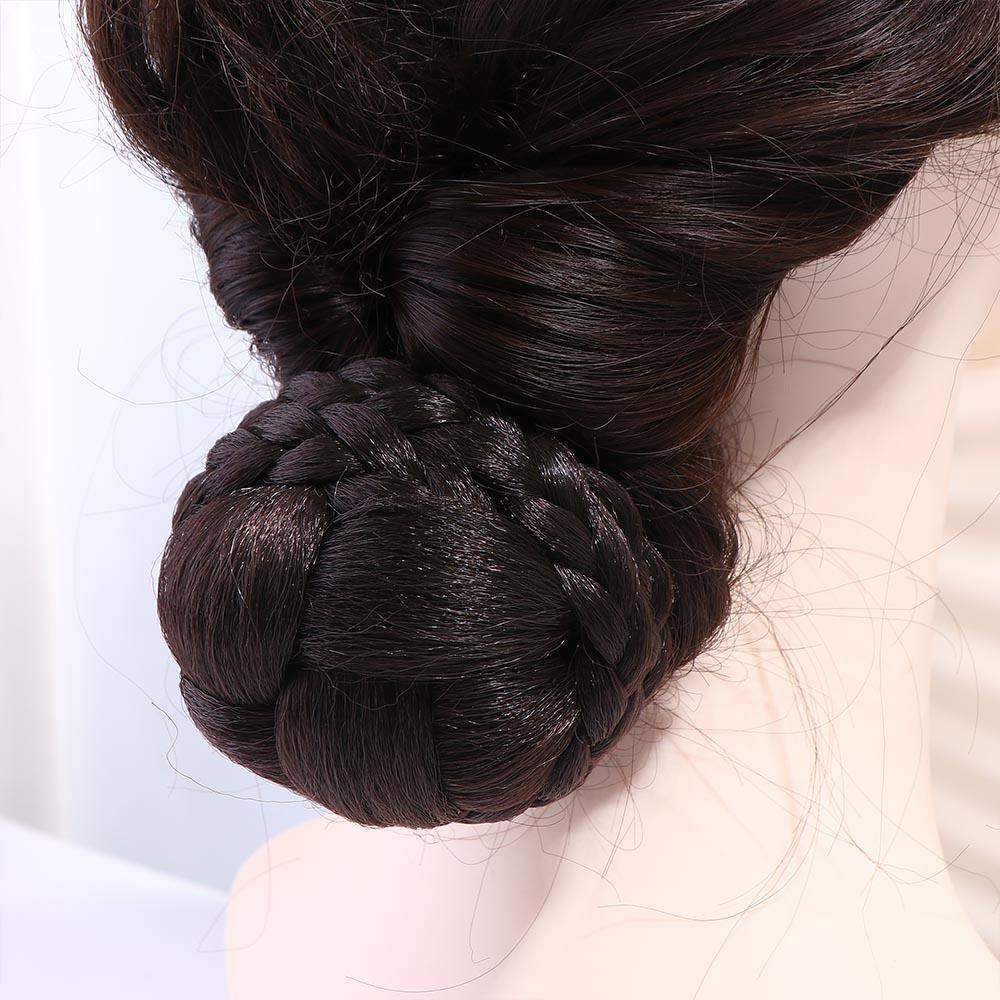 Nickolas1 Braided Hair Bun Wedding Party Rambut Palsu Scrunchies Chignon Wig Rambut Potongan Bungkus