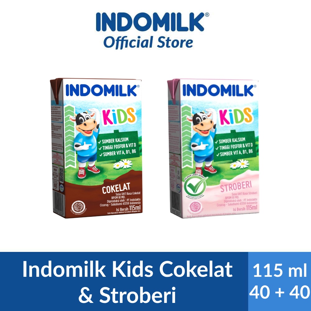 

Indomilk Susu UHT Kids Strawberry & Choco 115 ml x 80 [2Karton]