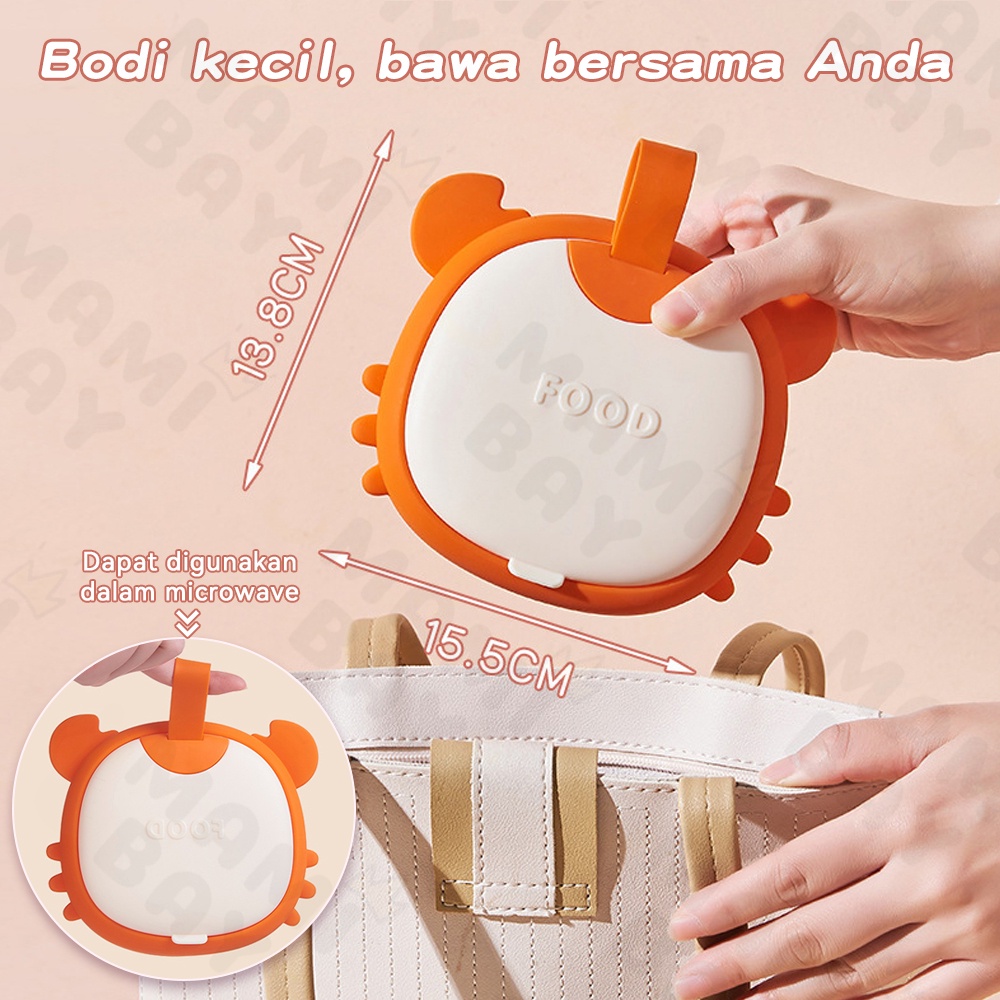 Mamibayi 2 Tingkat tempat makan mpasi bayi set model lucu kotak makan bayi silikon portable baby food container