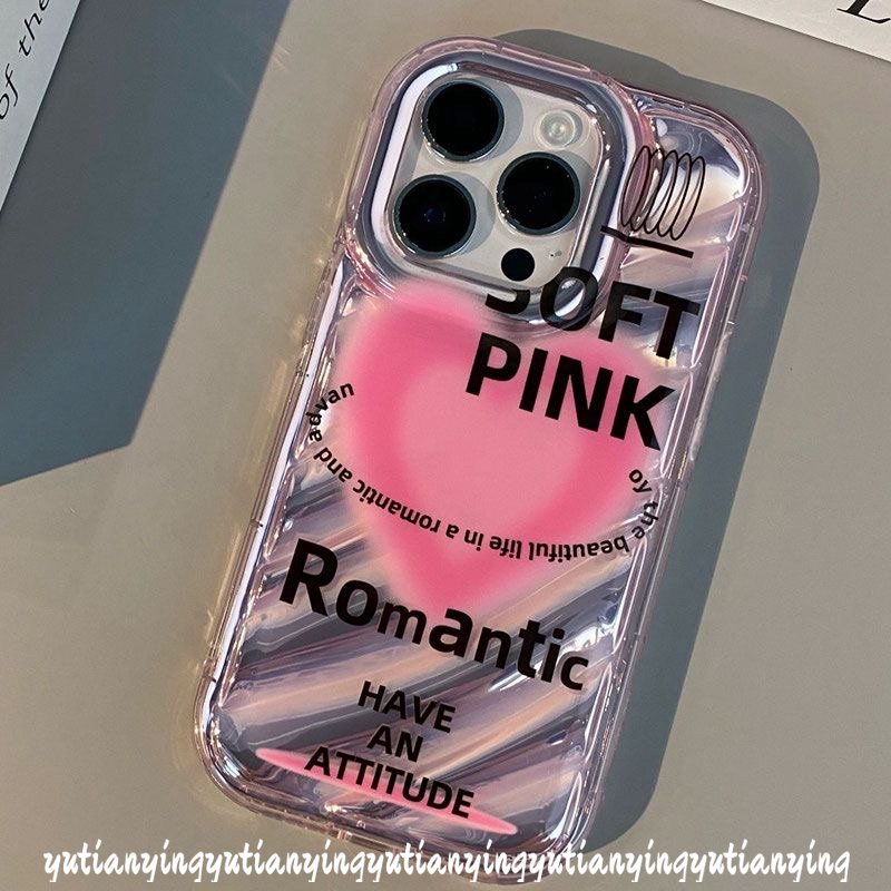 IPHONE Case Kartu Laser Hati Cinta Kompatibel Untuk Iphone11 12 14 13 Pro MAX XR X XS MAX 7plus7 8 6 6S Plus SE 2020 Kreatif Sederhana Huruf Smile Gradasi 3D Stereo Korgasi Soft Cover