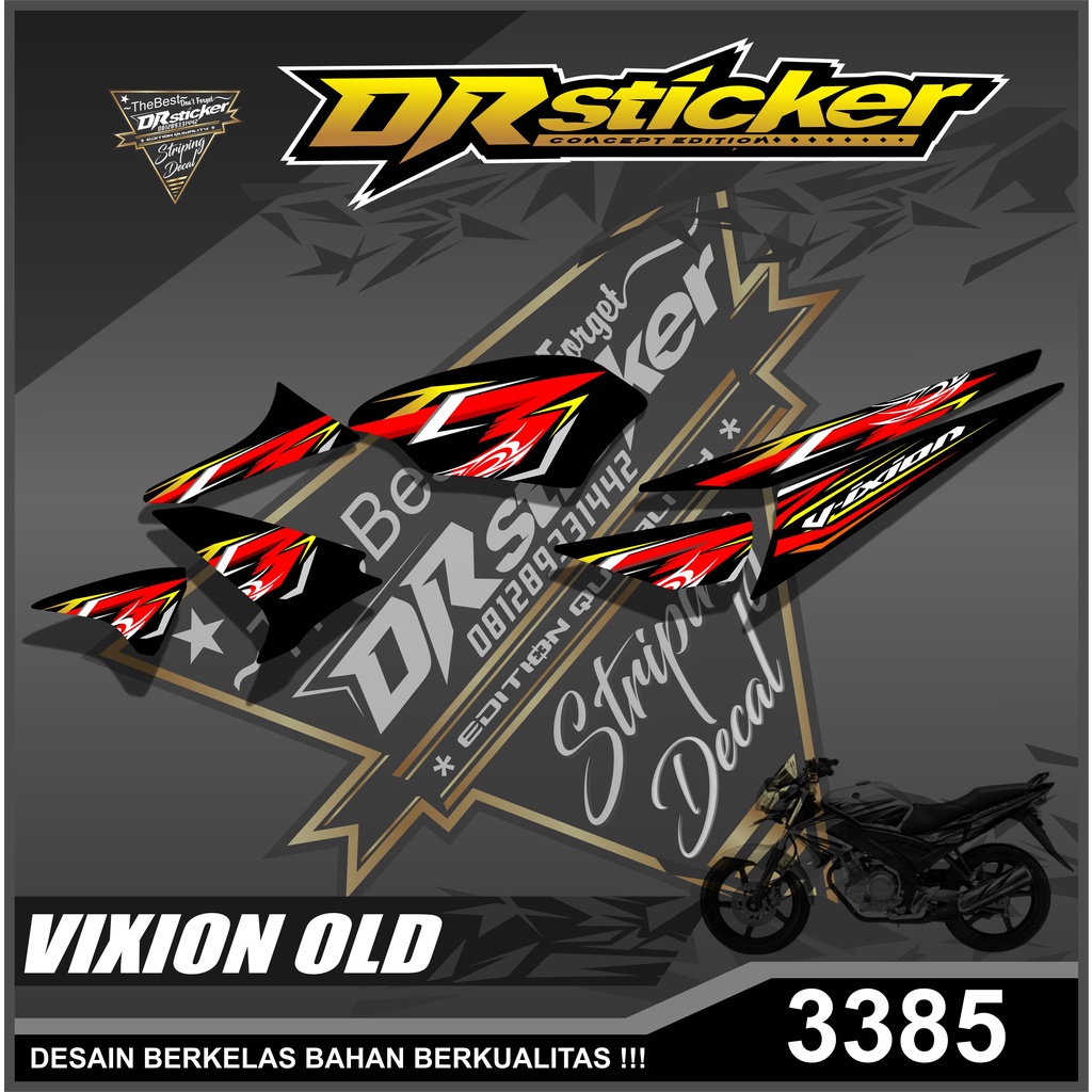 3385 Sticker Striping Lis Vixion Old Variasi Grafis Racing Semi Full - Sticker Striping Vixion Old