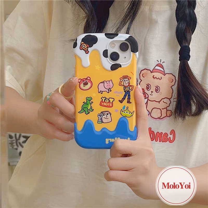 IPHONE Kartun Lucu Disney Toy Story Manyo Bear Kreatif Candy Case Kompatibel Untuk Iphone11 14 13 12 Pro Max8 7 Plus XR XS X Max 7Plus Lovely StellaLou 3D Ice Cream Soft Cover