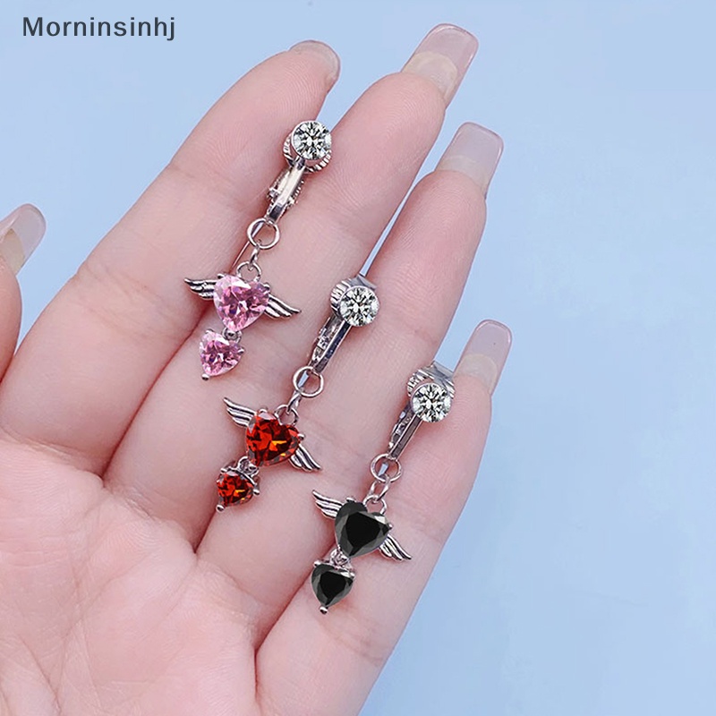 Mornin Gratis Meninju Bentuk Hati Wings Belly Button Rings Perut Palsu Heart Clip On Pusar Pusar Pusar Pusar Pusar Untuk Wanita Tubuh Perhiasan Sexy id