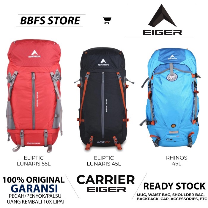 EIGER ORIGINAL ELIPTIC LUNARIS 55L 1A RUCKSACK CARRIER 55 TAS CAMP