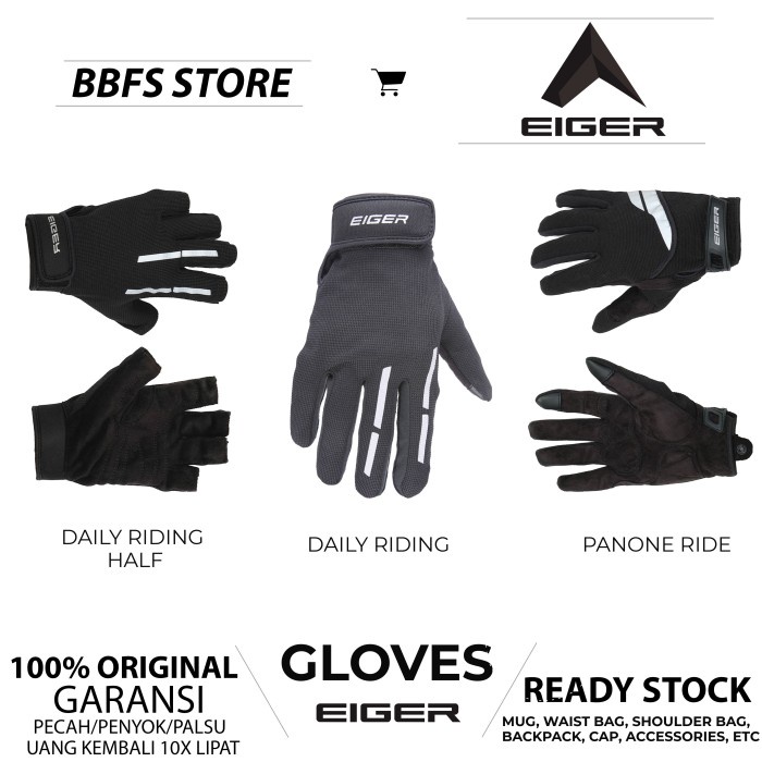 EIGER Original panone ride gloves sarung tangan motor pria onyx