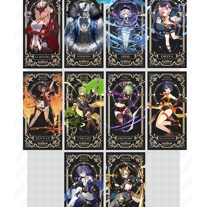 Genshin Impact Nahida Tarot Cards Desain Multi Karakter Dua Sisi Anime Card Game Lucu Kartu Siswa Inovasi Permainan Mainan Anak Hadiah [ZK]