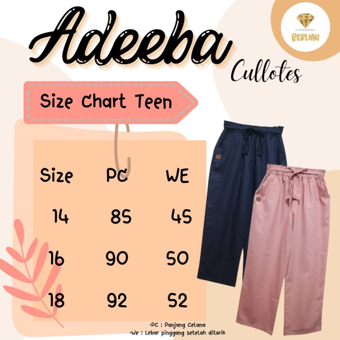 Celana Kulot Anak Perempuan Remaja/Tanggung sz 14-18 th Fayolla Kulot - Peach, 18