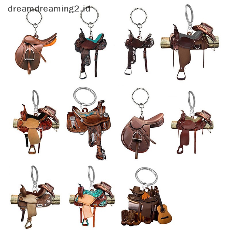 (drea) Horse Riding Saddle Shape Pendant Kreatif Pribadi Sadel Akrilik Gantung Dekorasi Hadiah Untuk Pecinta Kuda Koboi Barat //