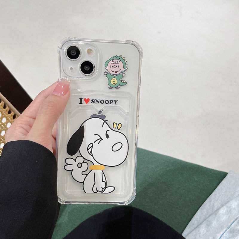 Card Case Cute OK Snoopy Soft Case HP iP iPhone 14 13 12 11 Pro X XS XR Max 7 8 + Plus FTD Casing Apple