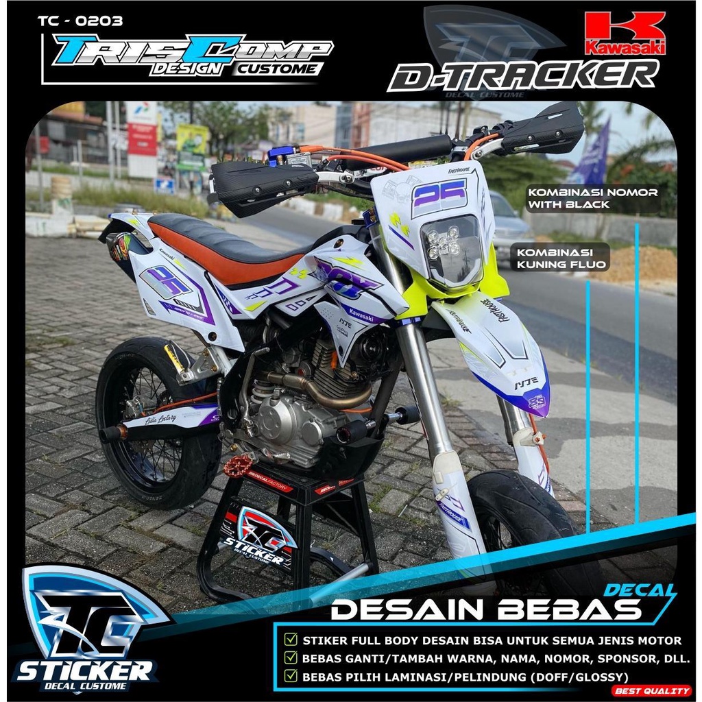 Decal Motor dtracker 150 new Stiker kombinasi kuning fluo Premium Glossy Super tebal Fullbody -  Sti
