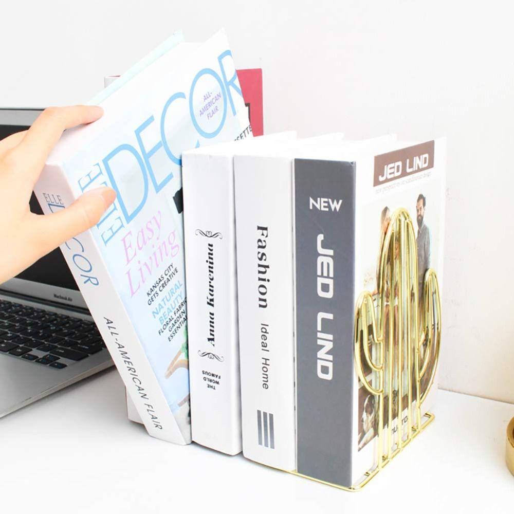 Top Book End, Bookend Hias, Dekorasi Rak Buku Kaktus Metal Gold Heavy Duty Untuk Rumah