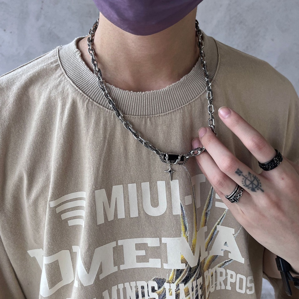 Zirkon Hitam Multilayer Dibungkus Starlite Liontin Kalung Accessorizes Hip Hop Chic Rantai Tulang Selangka