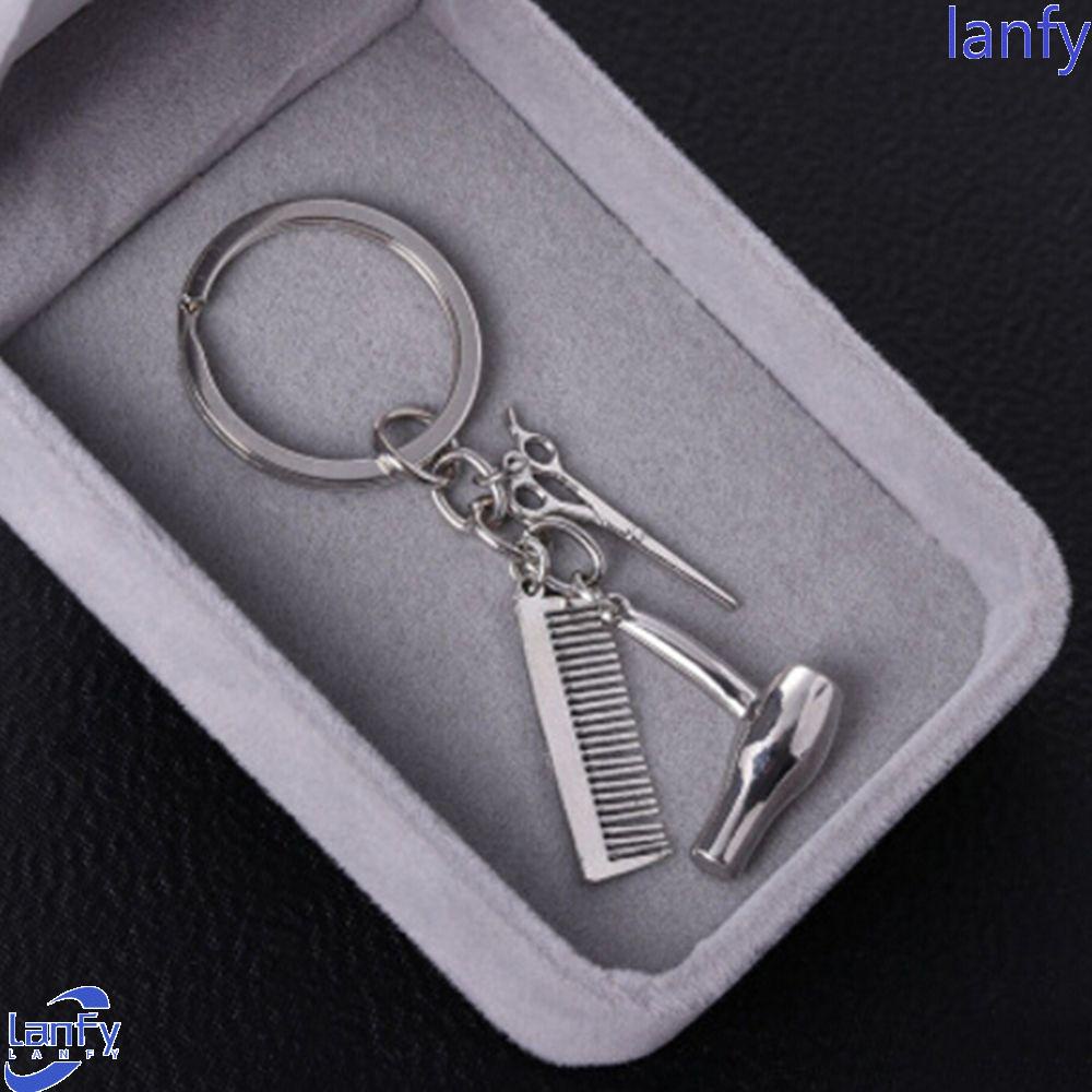 Lanfy Gantungan Kunci Dresser Stylist Sisir Gunting Fashion Charm Scissor