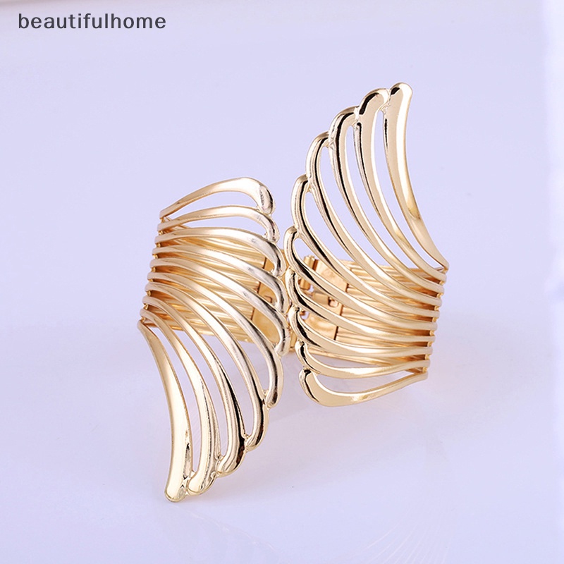 {beautifulhome} Tali Klip Gorden Free Punching Metal Light Surface Wings Pattern Buckle Gold.