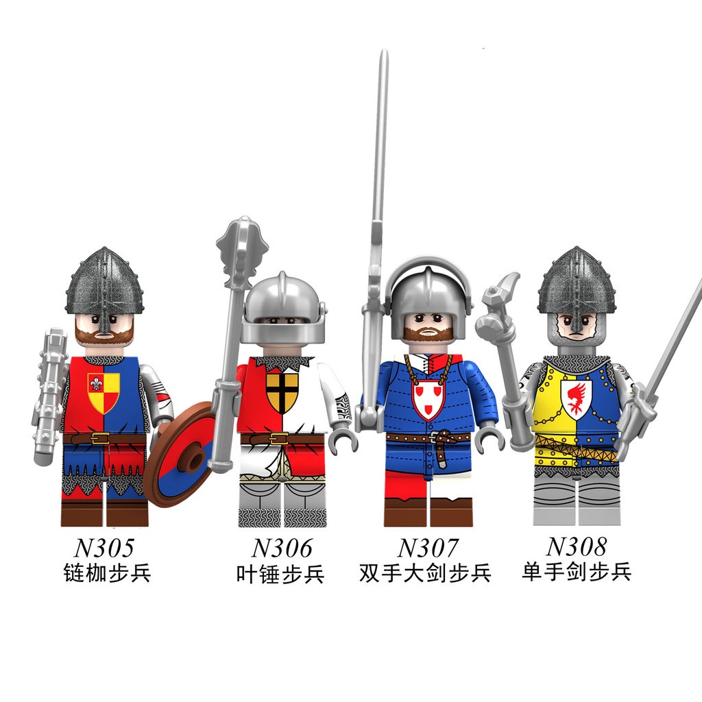 Medieval Wars of The Roses Soldiers Mini Action Figure Scottish Greatswordsman Warhammer Minifigur Koleksi