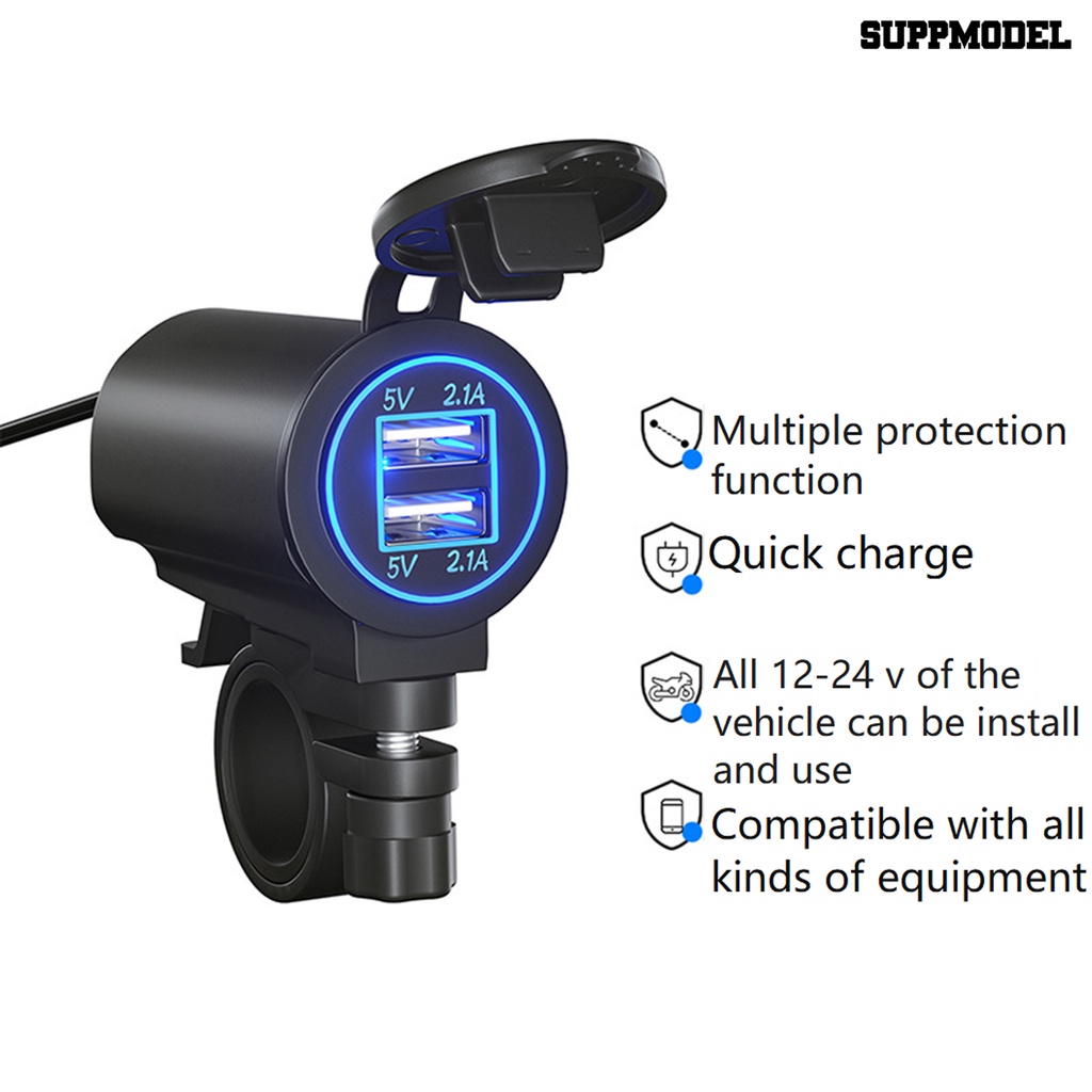 [SM]1 Set 4.2A Charger Motor Dengan Penutup Dual Aperture Fast Charging 2port USB Charger Handphone Perlengkapan Moto