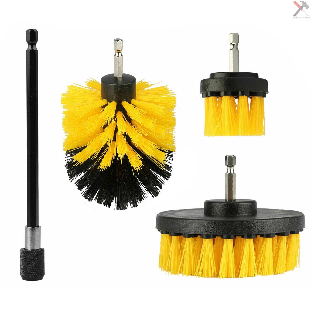 4pcs Kit Sikat Bor Detailing Sikat Cuci Mobil Bor Bulu Keras Auto Scrubber Detailing Cleaning Tool