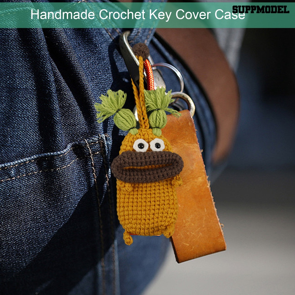 [SM] Key Case Kartun Sosis Mulut Besar Rajut Crochet Storage Handmade Crochet Key Cover Case Produk Rumah Tangga