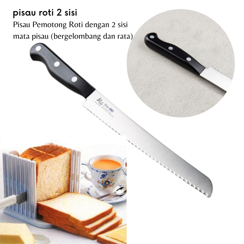 GOS -A210- Pisau Roti 2 Sisi - Bread Cake Knife - Pisau Roti Stainless Steel