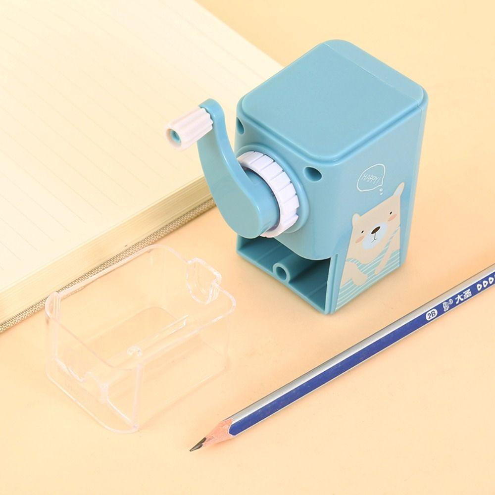 Lanfy Pengasah Pensil Tangan Kawaii Kartun Hand Engkol Perlengkapan Sekolah Anak Hadiah Motif Hewan Pensil Alat Pemotong Untuk Anak Laki-Laki Perempuan